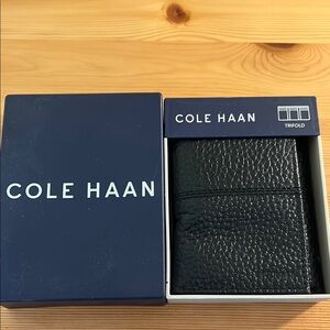 NWT Cole Haan Black Trifold Wallet